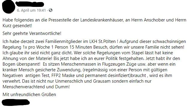 Der Mann machte in einem Brief seinem Ärger Luft.