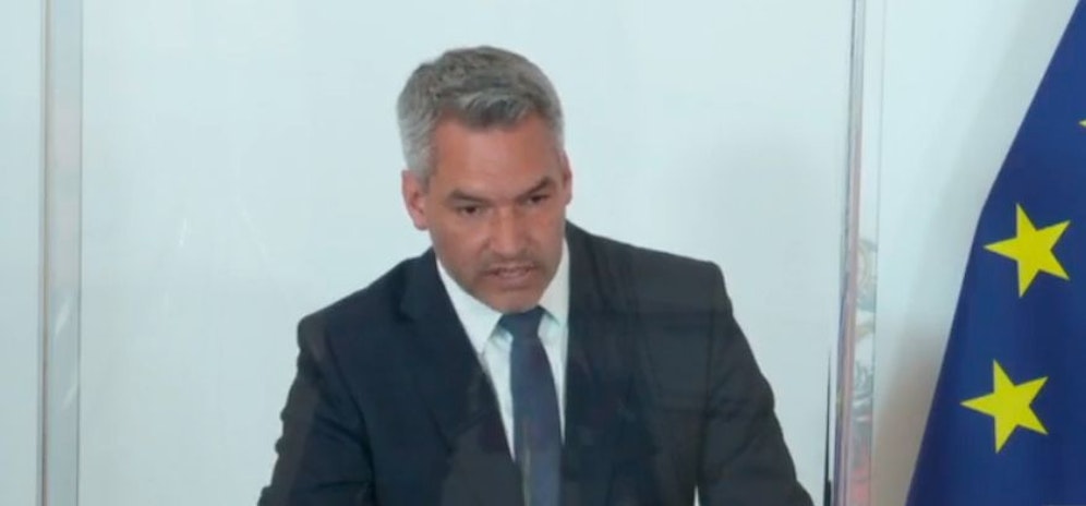 Nehammer im Rahmen der Pressestatements nach dem Ministerrat am 12. Mai 2021