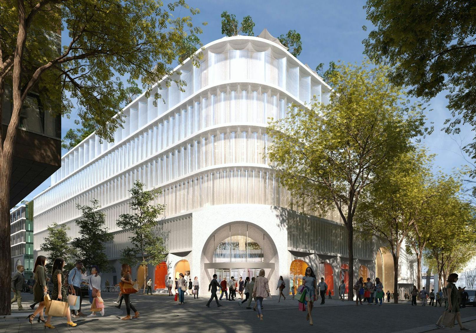Auf der Mariahilfer Straße 10-18 will Signa ein modernes, nachhaltiges Kaufhaus nach dem Vorbilder des Berliner "KaDeWe" samt Hotel und Park am Dach errichten.