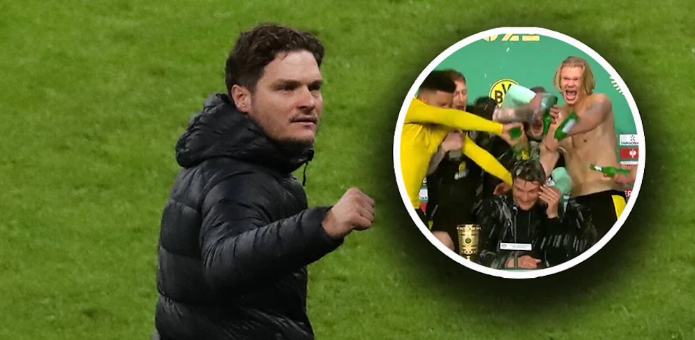 Die Bierdusche für Coach Edin Terzic. 