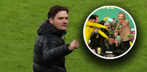 Die Bierdusche für Coach Edin Terzic.