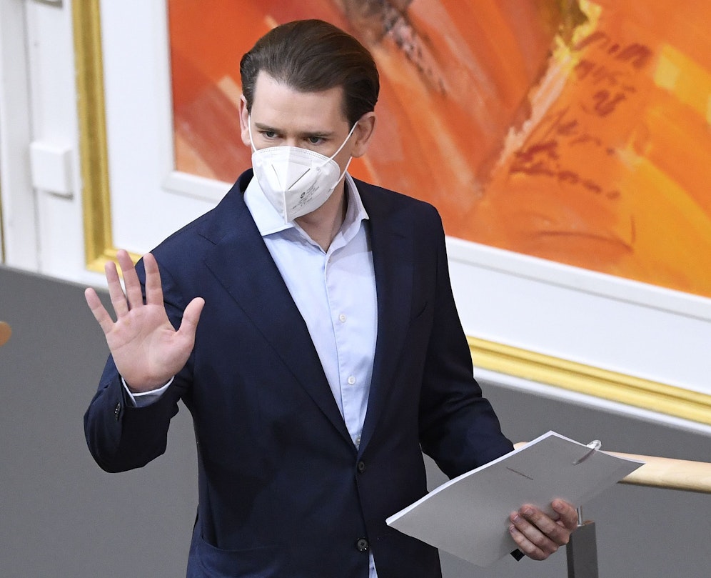 Bundeskanzler Sebastian Kurz während einer Sondersitzung des Nationalrates zum Thema 