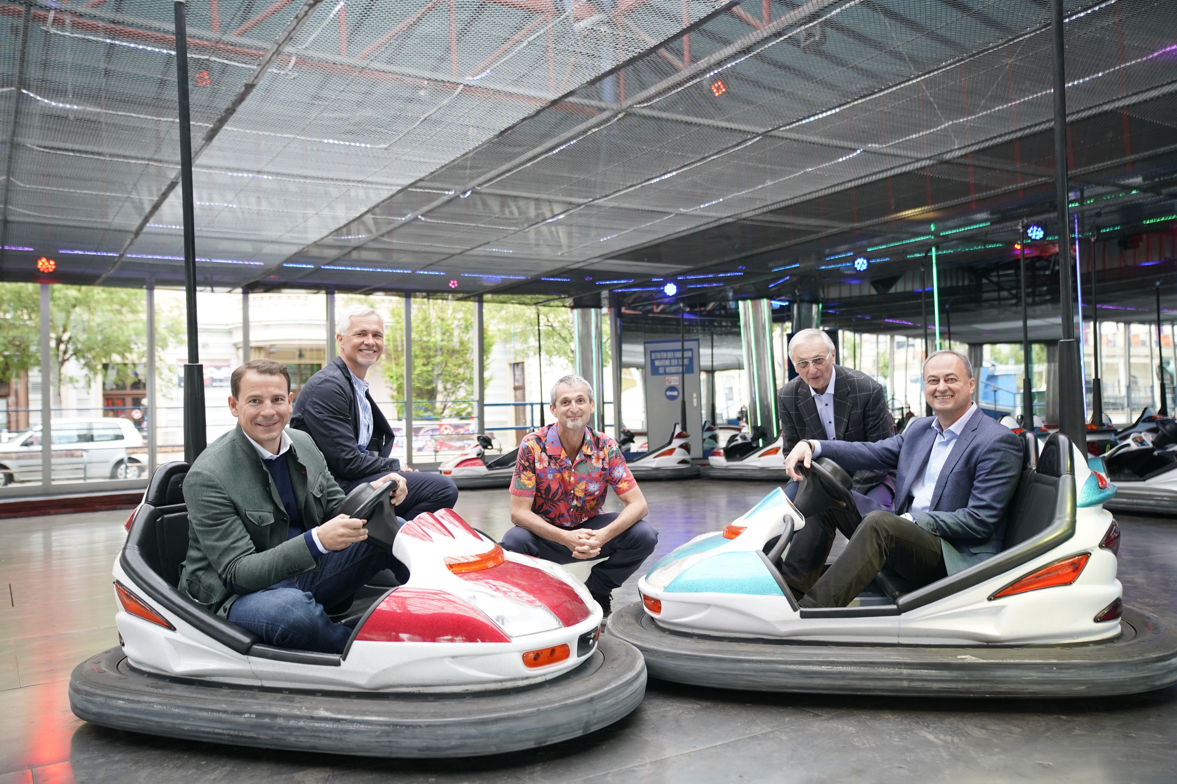 Stefan Sittler-Koidl (Präsident des Wiener Praterverbandes), Alexander Ruthner (Prokurist Prater Wien GmbH), Dr. Hans-Peter Hutter (Umweltmediziner), Karl Jan Kolarik (Schweizerhaus) und Michael Prohaska (Geschäftsführer Prater Wien GmbH)