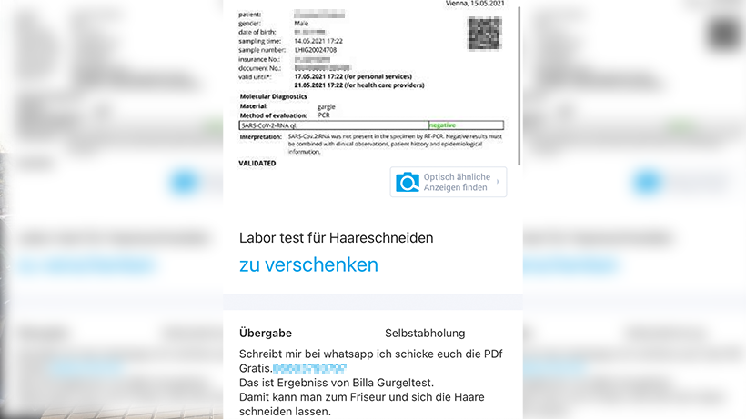 Ein Wiener bot seinen Gurgeltest auf Willhaben an