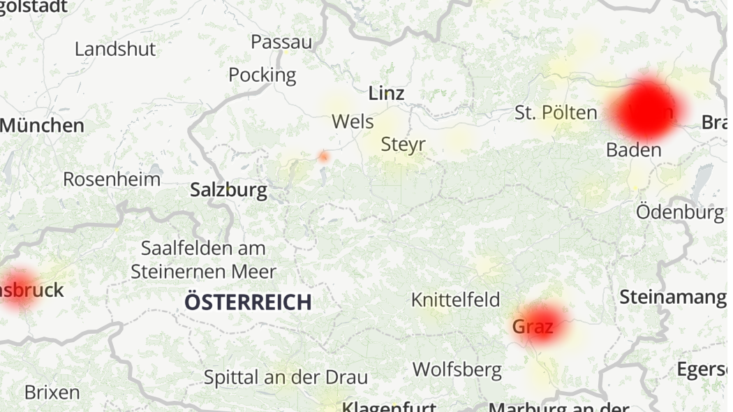 Insbesondere in Wien wurden zahlreiche Störungen gemeldet