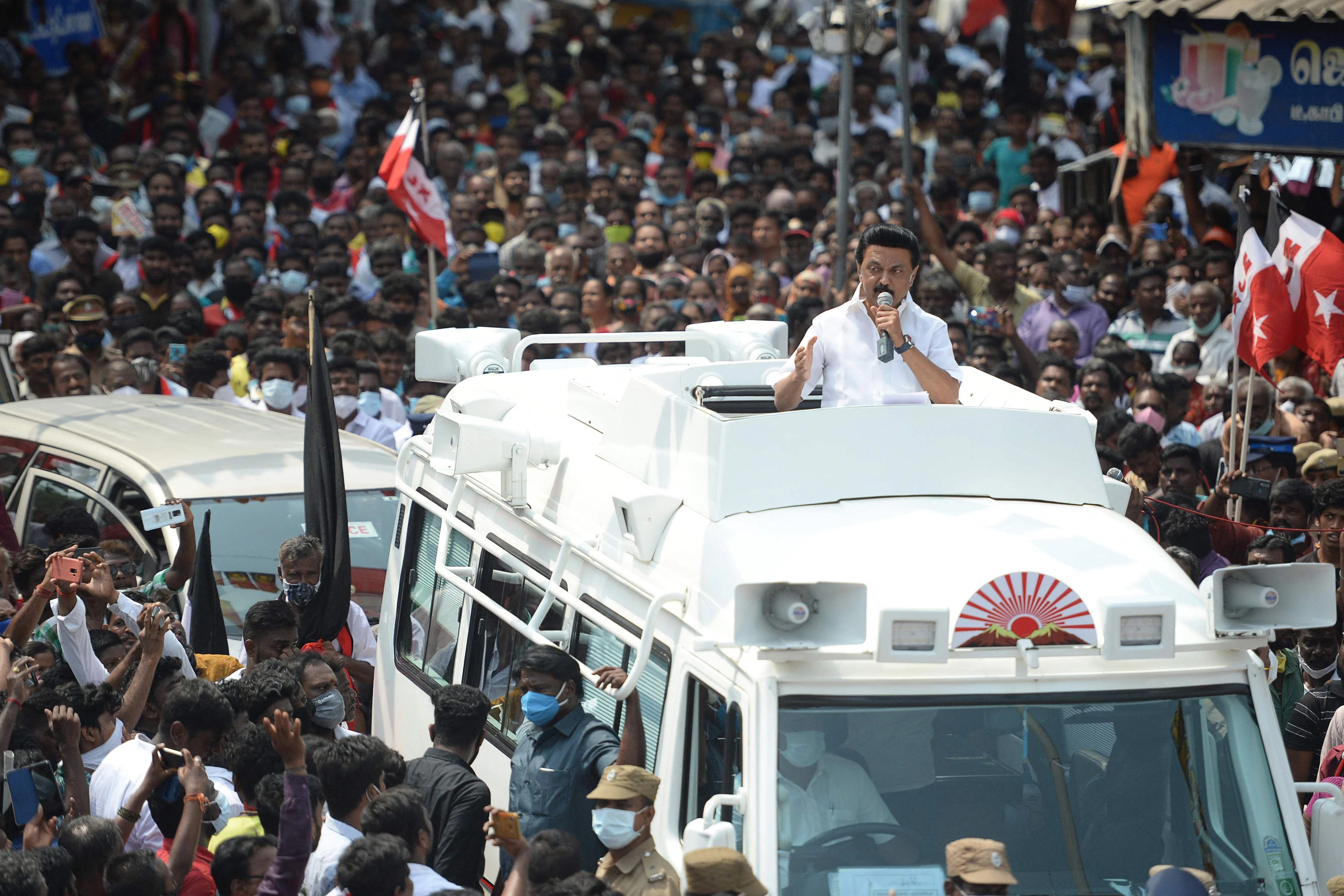 Muthuvel Karunanidhi Stalin wenige Tage vor der Wahl