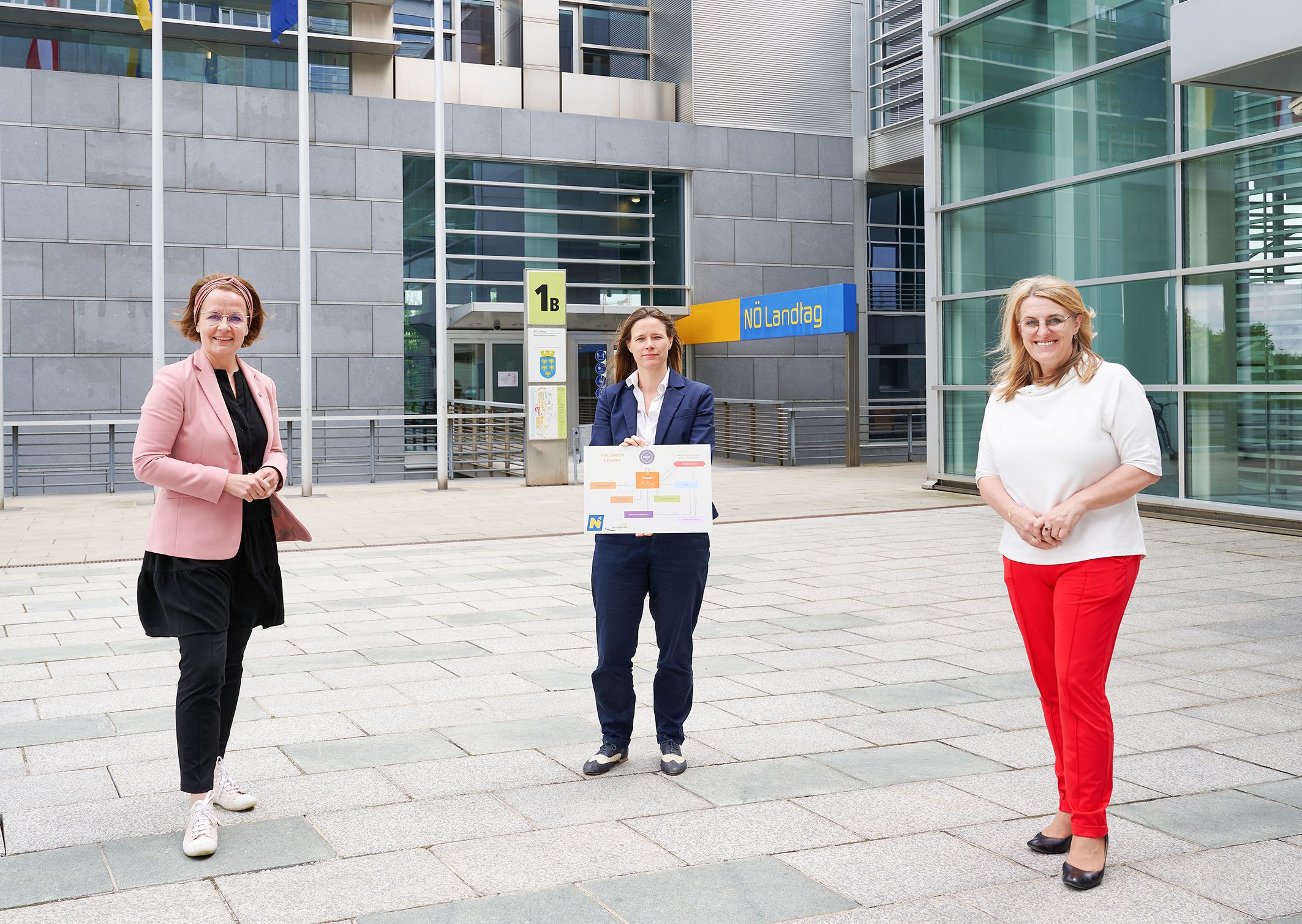 Frauen-Landesrätin Christiane Teschl-Hofmeister, Elisabeth Cinatl (Sprecherin der NÖ Frauenberatungsstellen und Projektleiterin) und Landesrätin Ulrike Königsberger-Ludwig