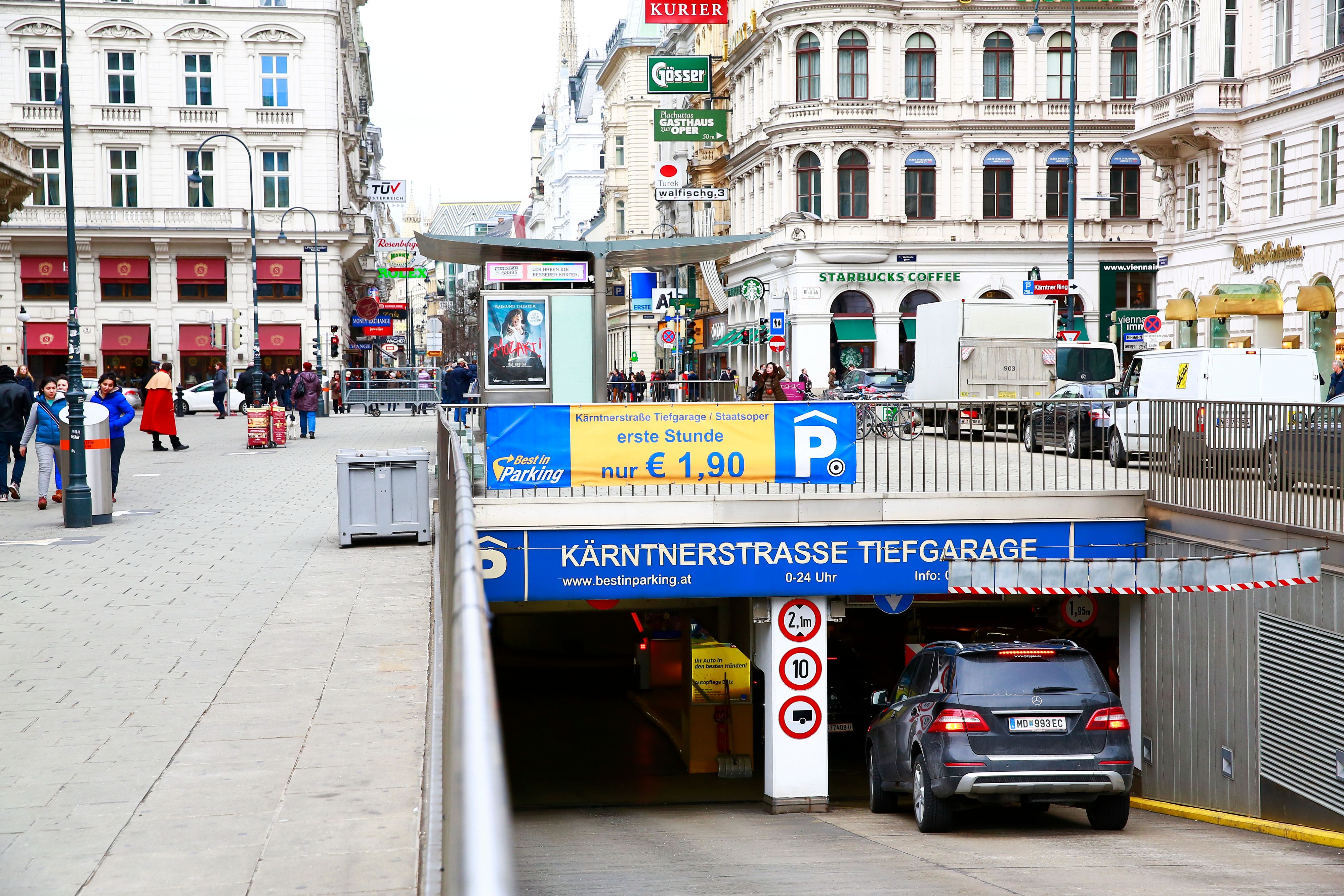 Eine Tiefgarage in der Wiener Innenstadt.