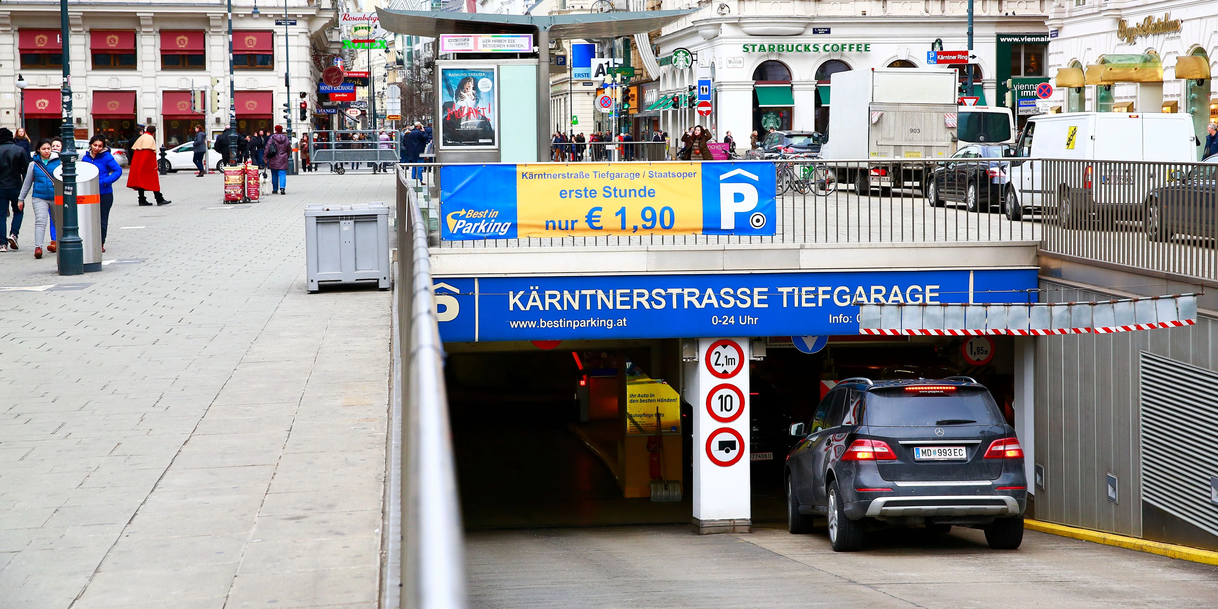 Eine Tiefgarage in der Wiener Innenstadt.