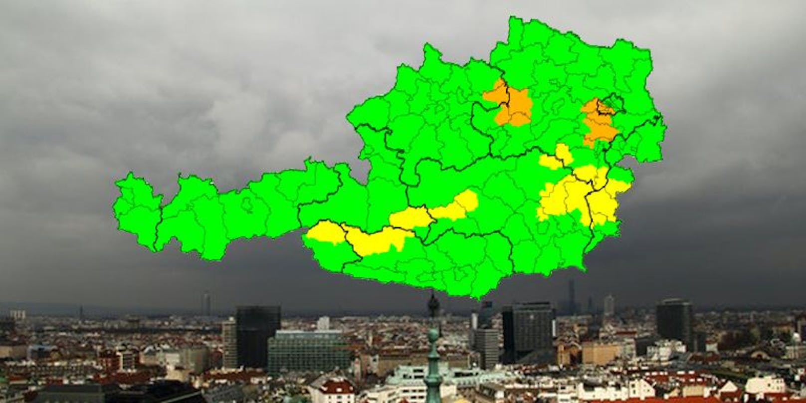 Aktuelle Unwetterwarnung für Österreich.