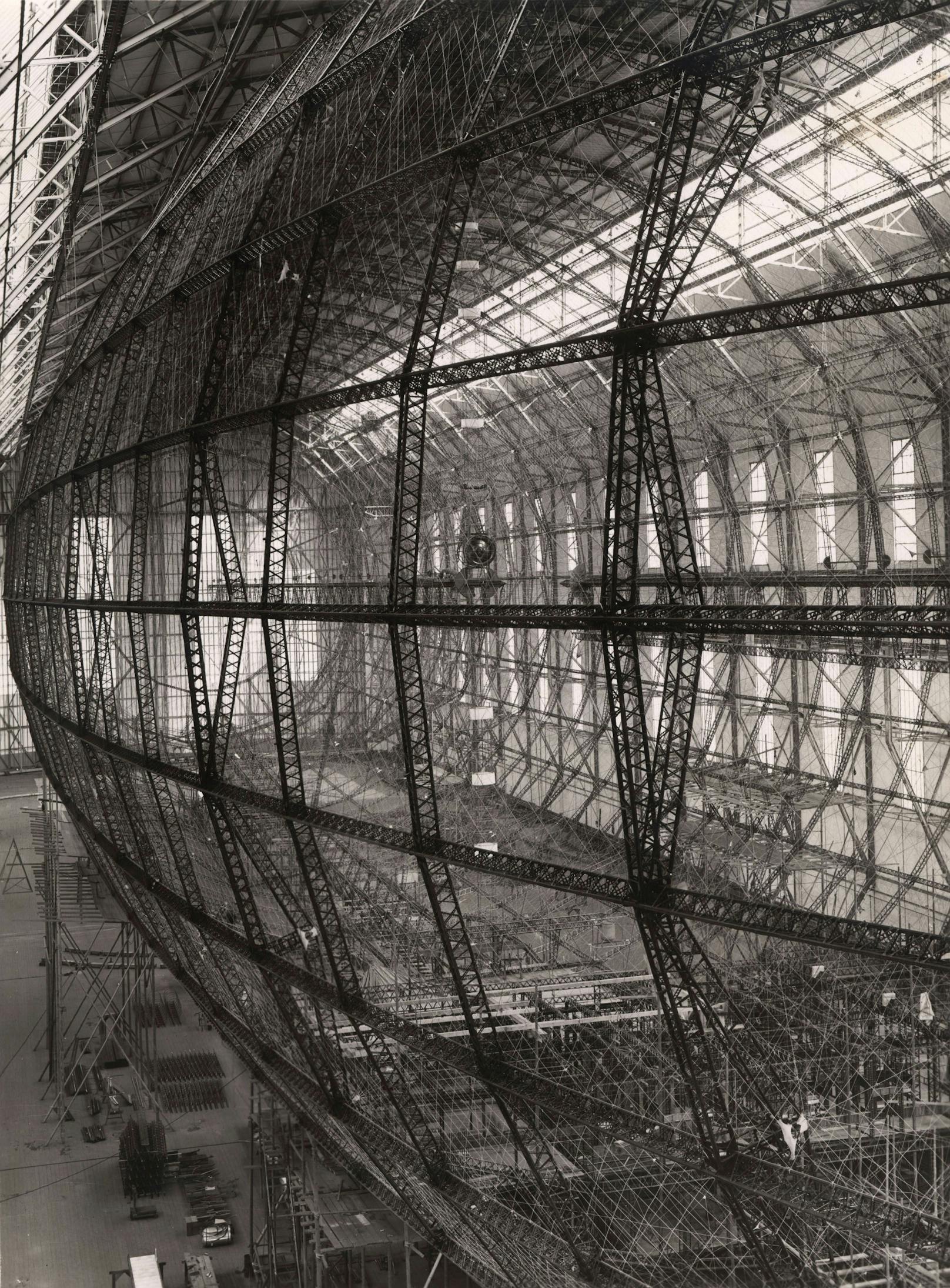 Der Flugkörper des Zeppelins bestand aus ringförmigen Aluminium-Strukturen.