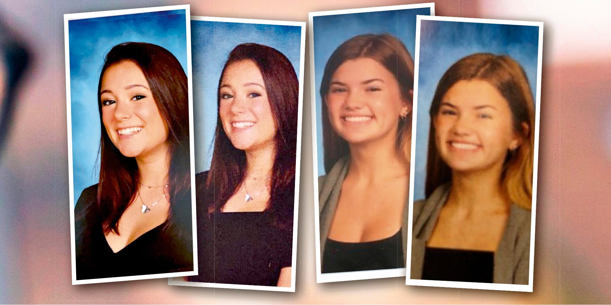 Jeweils links das Originalbild zweier Schülerinnen, rechts die Version im Jahrbuch