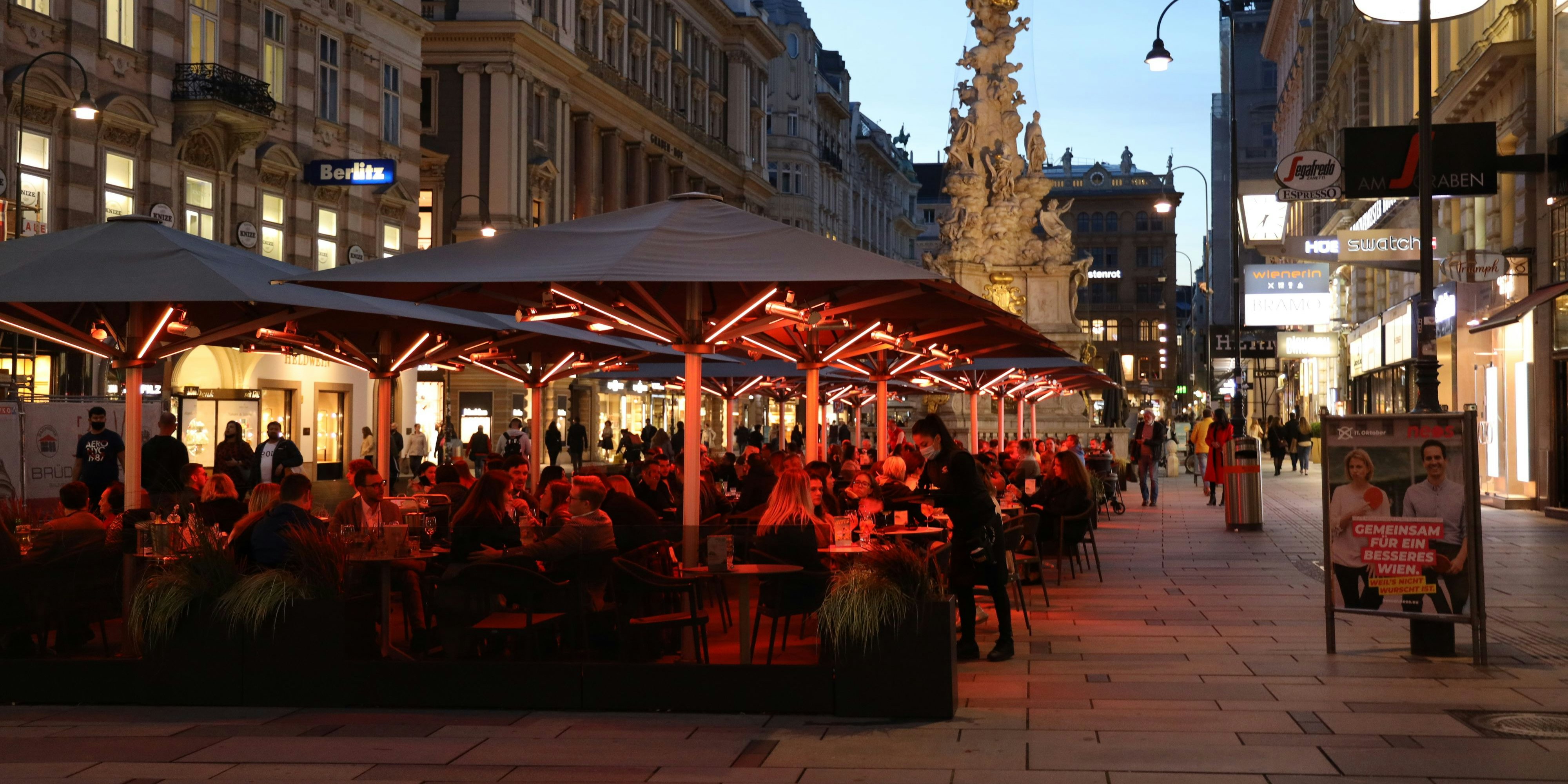 Schanigärten in Wien - Sperrstunde ab 10. Juni wird bis 24 Uhr verlängert.