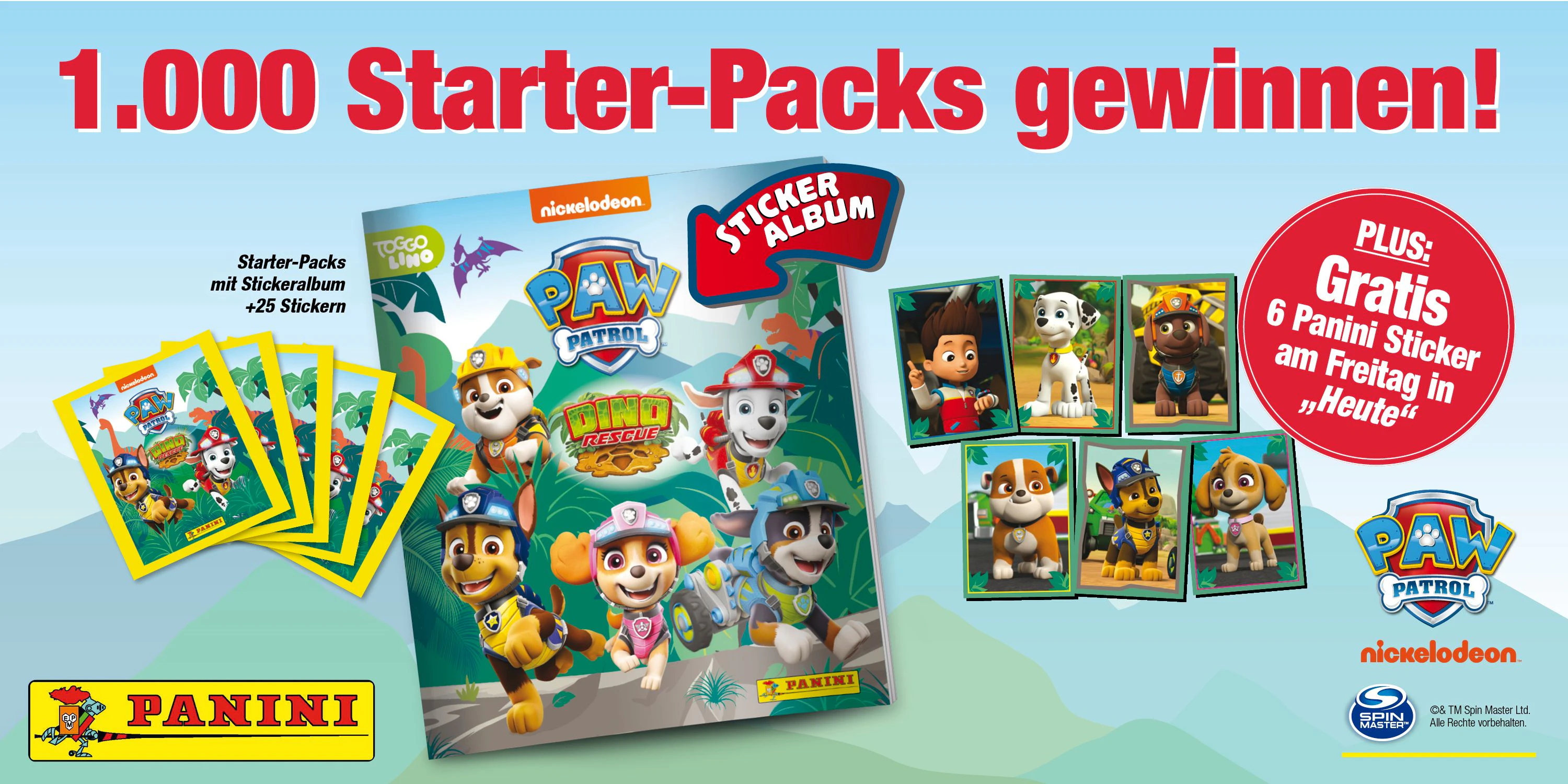 Gewinne mit Panini eines von 1.000 Starter-Packs zum neuen PAW Patrol-Stickeralbum!