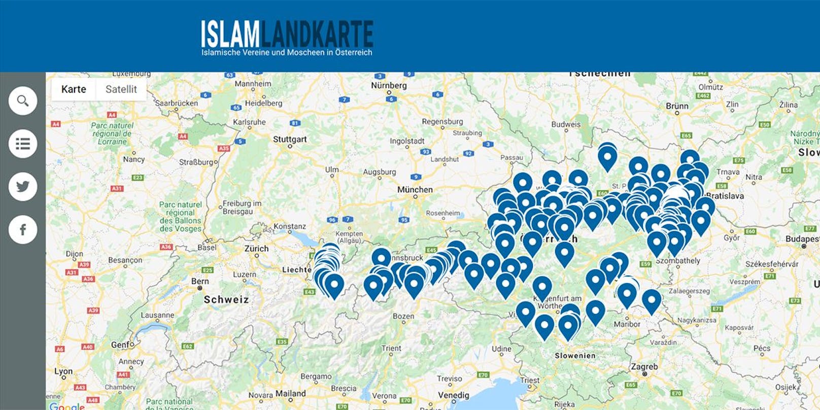So sieht die neue Islam-Karte für Österreich aus.