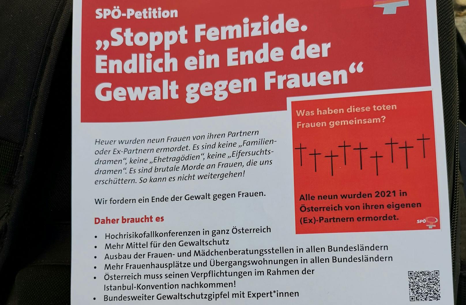 SPÖ-Frauen sammeln Unterschriften für Präventionsmaßnahmen.