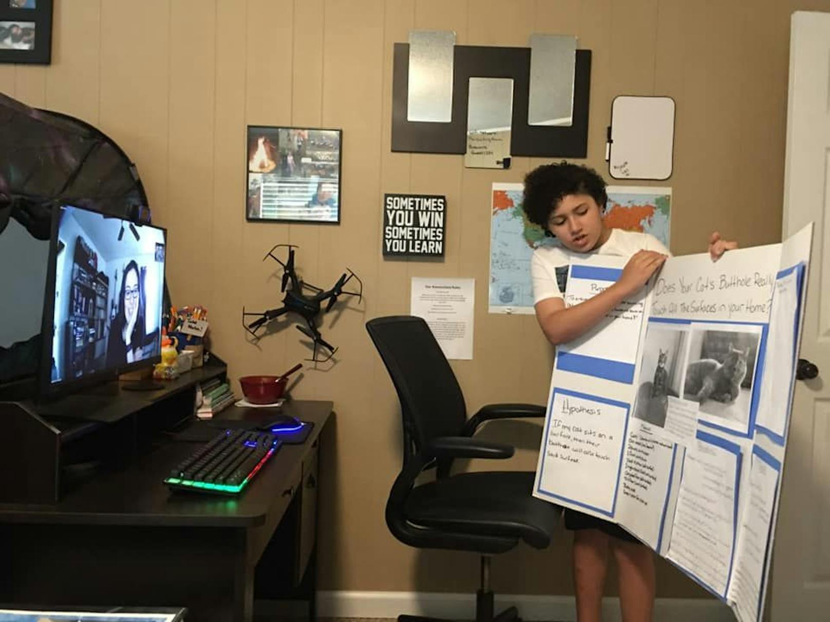 Der 11-jährige Kaeden aus Florida machte ein besonderes Wissenschafts-Experiment für die Schule. 