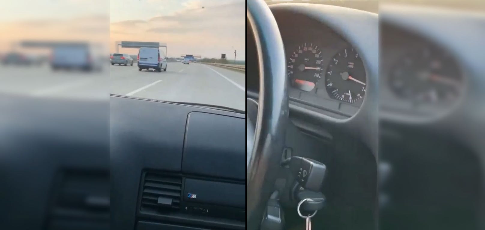 Beifahrer filmt Raserei bei Wiener Autobahn.