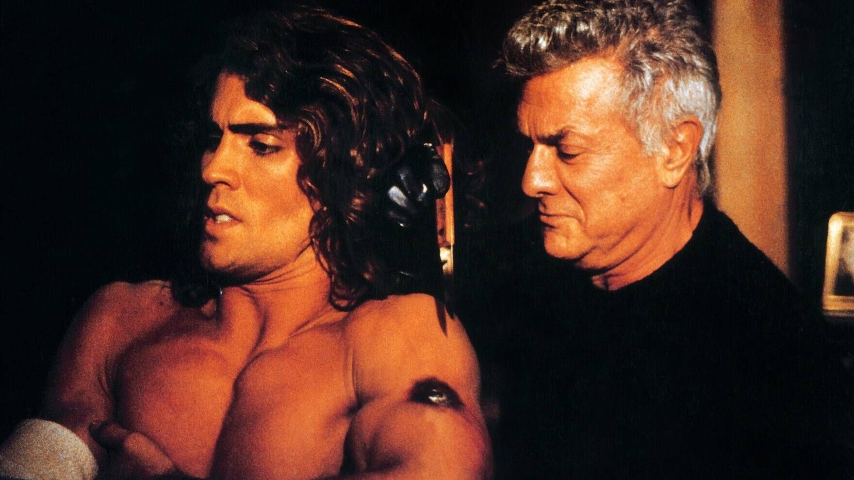 Joe Lara & Tony Curtis in "Tarzan in Manhattan"
