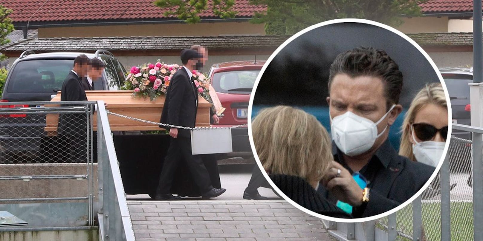 Stefan Mross bei der Beerdigung seiner ermordeten Tante und Cousine in Salzburg.