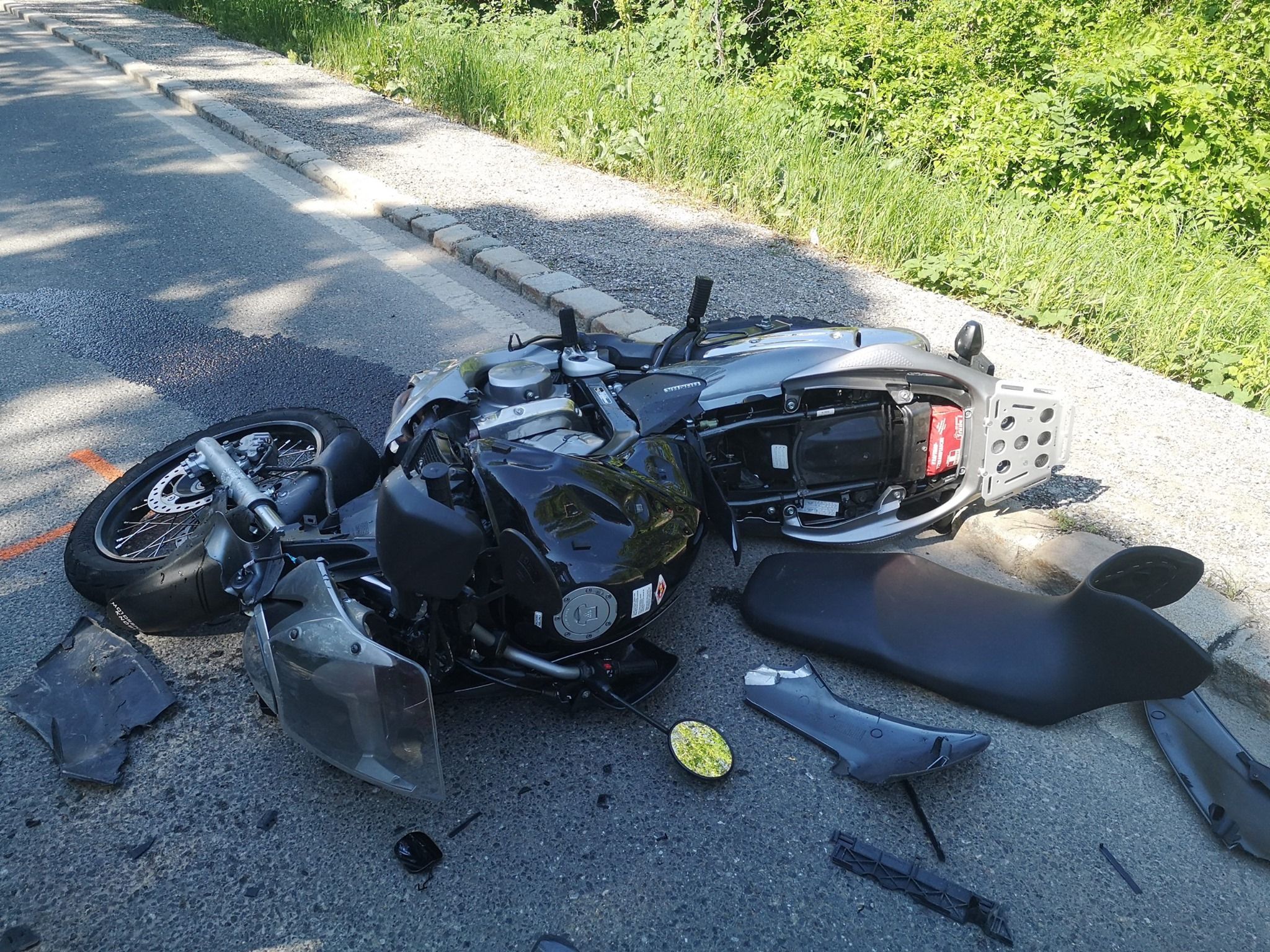 Das völlig demolierte Bike.