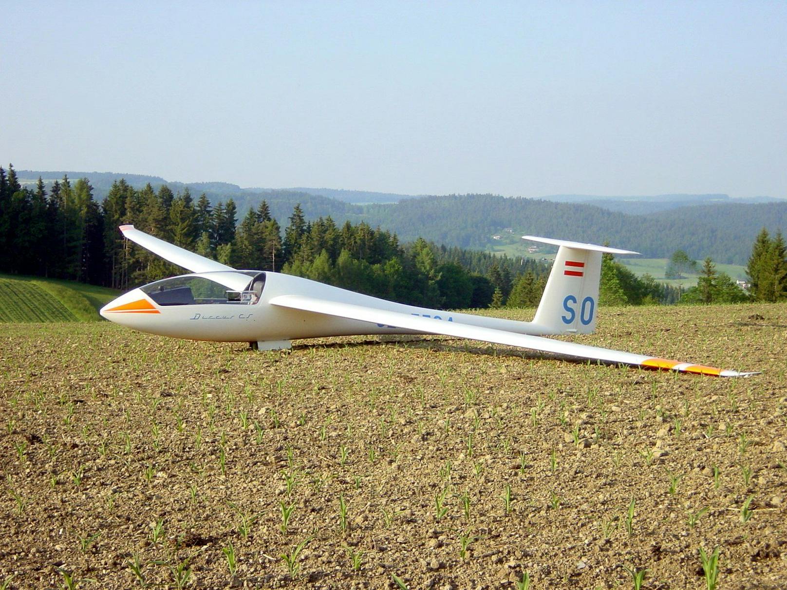 Das Segelflugzeug musste auf einer Wiese in St. Martin/Mühlkreis landen.