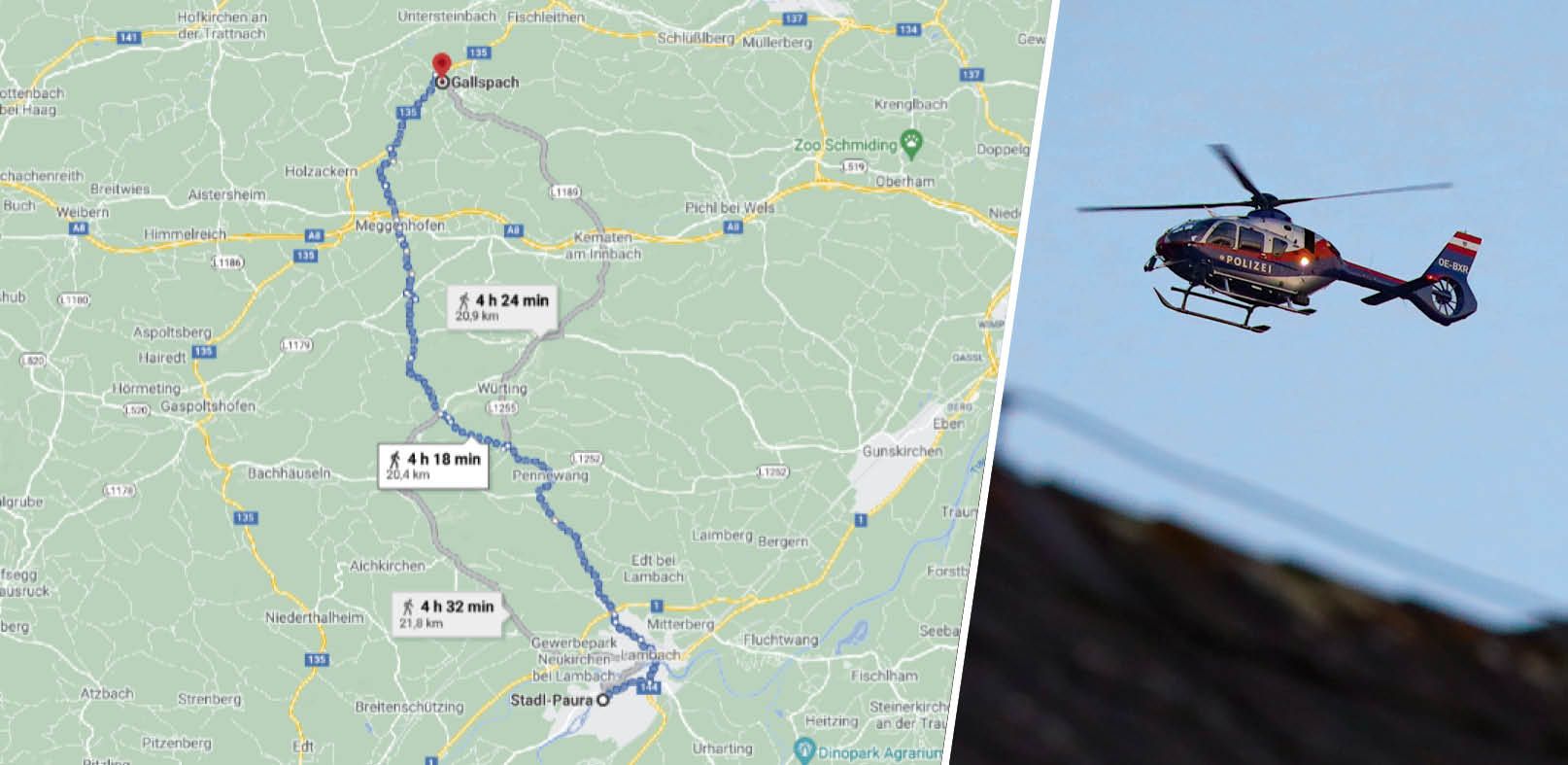 20 Kilometer von Stadl-Paura bis nach Gallspach ging der 9-Jährige zu Fuß.