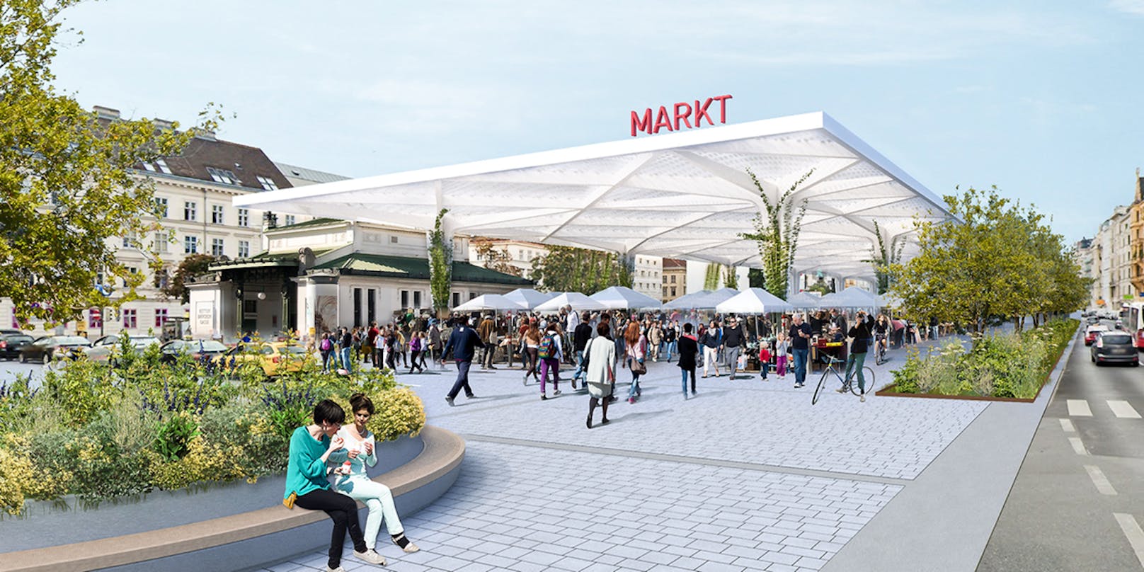 So sieht der Entwurf einer Markthalle am Naschmarkt aus.