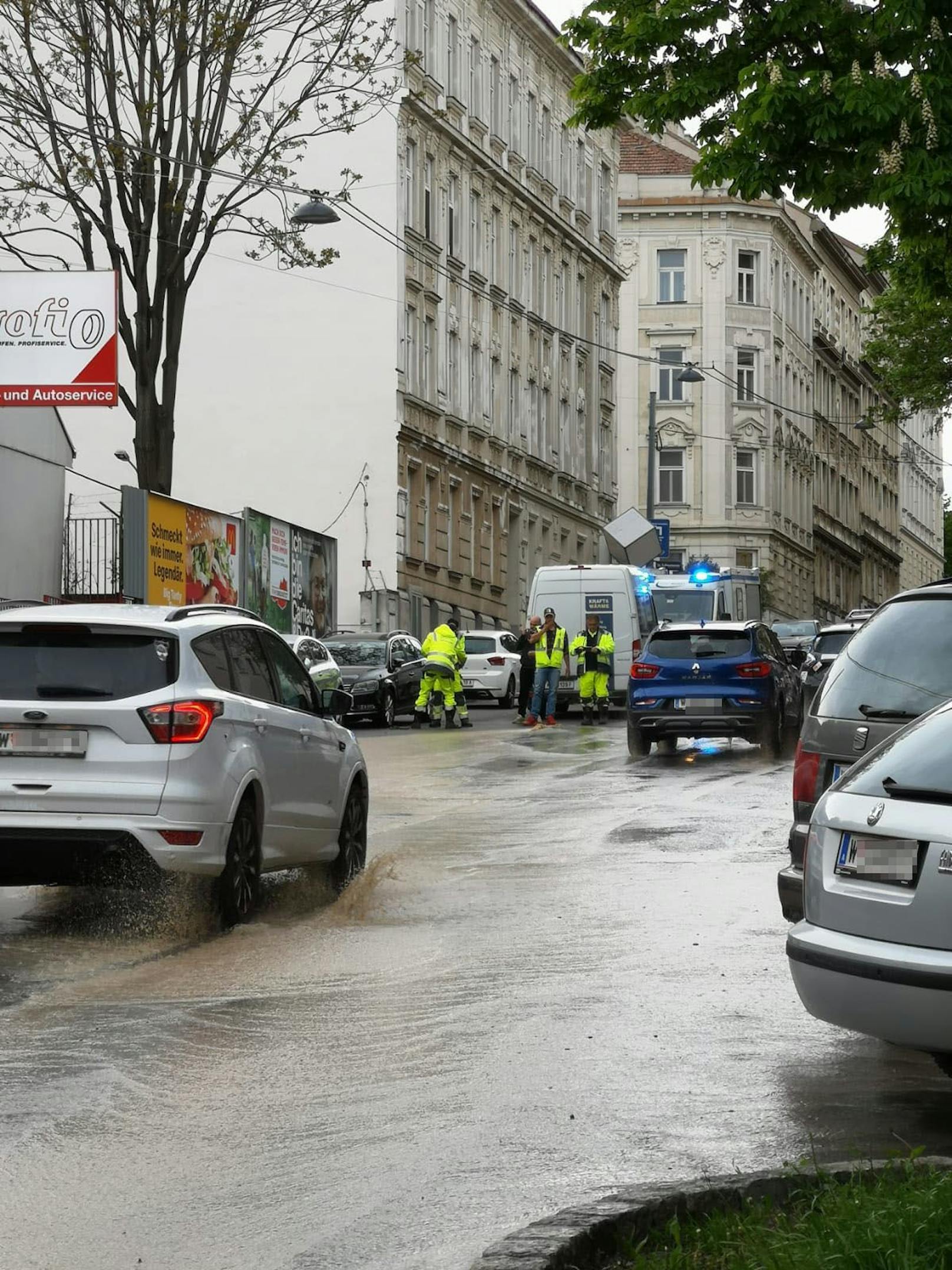 Wasserrohrbruch in Wien-Penzing
