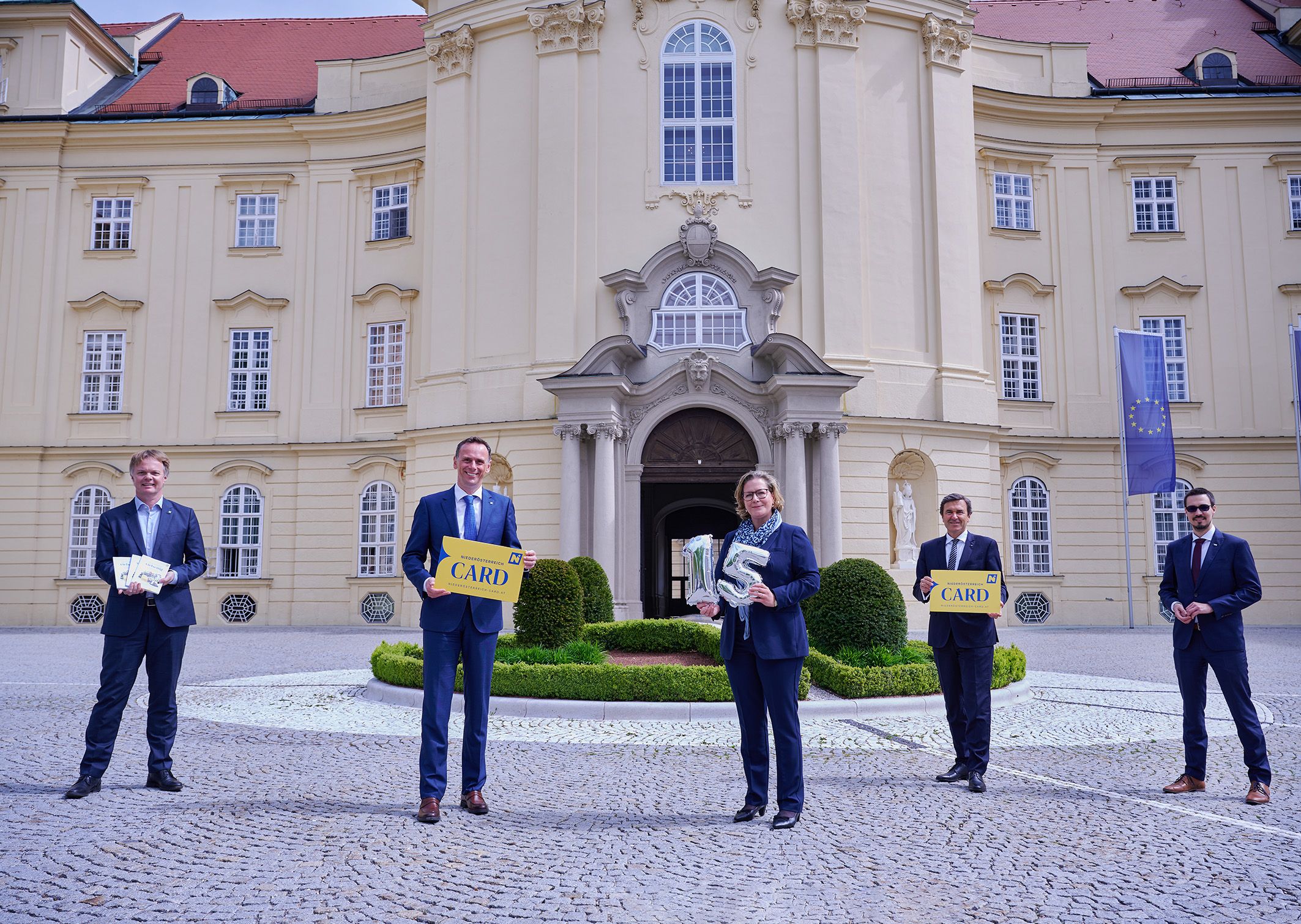 Michael Duscher – Geschäftsführer der Niederösterreich Werbung, Jochen Danninger – Tourismuslandesrat, Marion Boda – Geschäftsführerin der Niederösterreich CARD, Reinhard Karl - Generaldirektor-Stellvertreter der Raiffeisenlandesbank NÖ-Wien, Matthias Hofmeister-Kiss – Betriebsleiter für Kultur im Stift Klosterneuburg