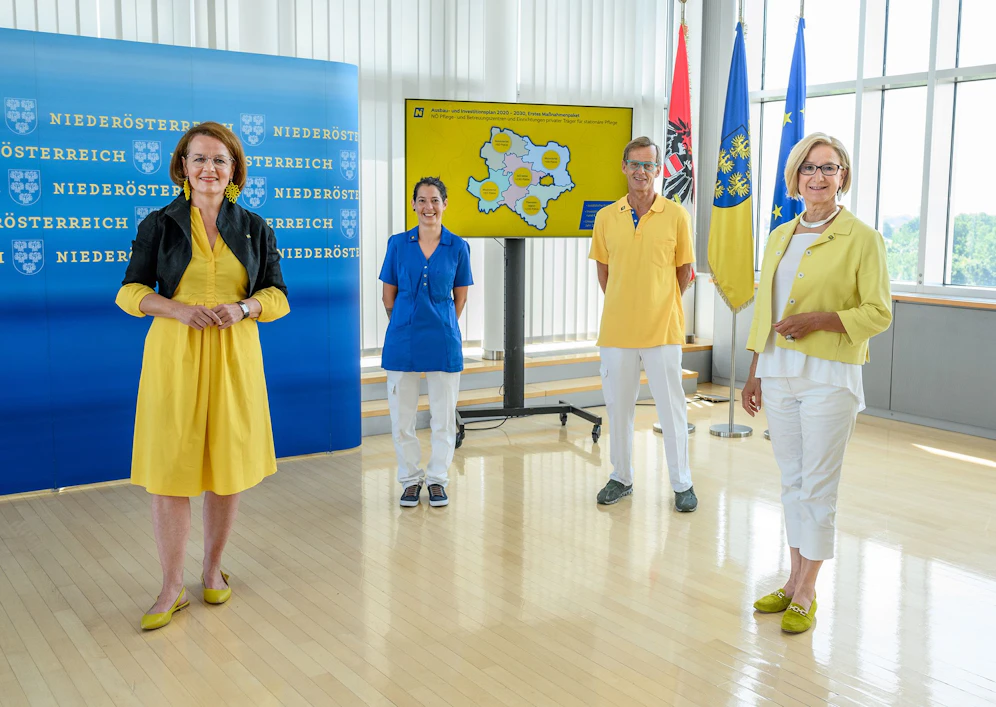 Landeshauptfrau Johanna Mikl-Leitner und Sozial-Landesrätin Christiane Teschl-Hofmeister informierten über die Modernisierung und den Ausbau der stationären Pflege und Betreuung in NÖ.