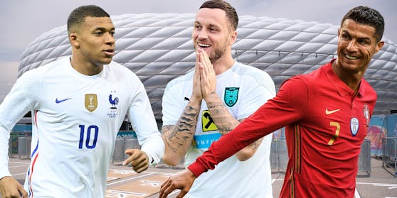 Kylian Mbappe, Marko Arnautovic und Cristiano Ronaldo.