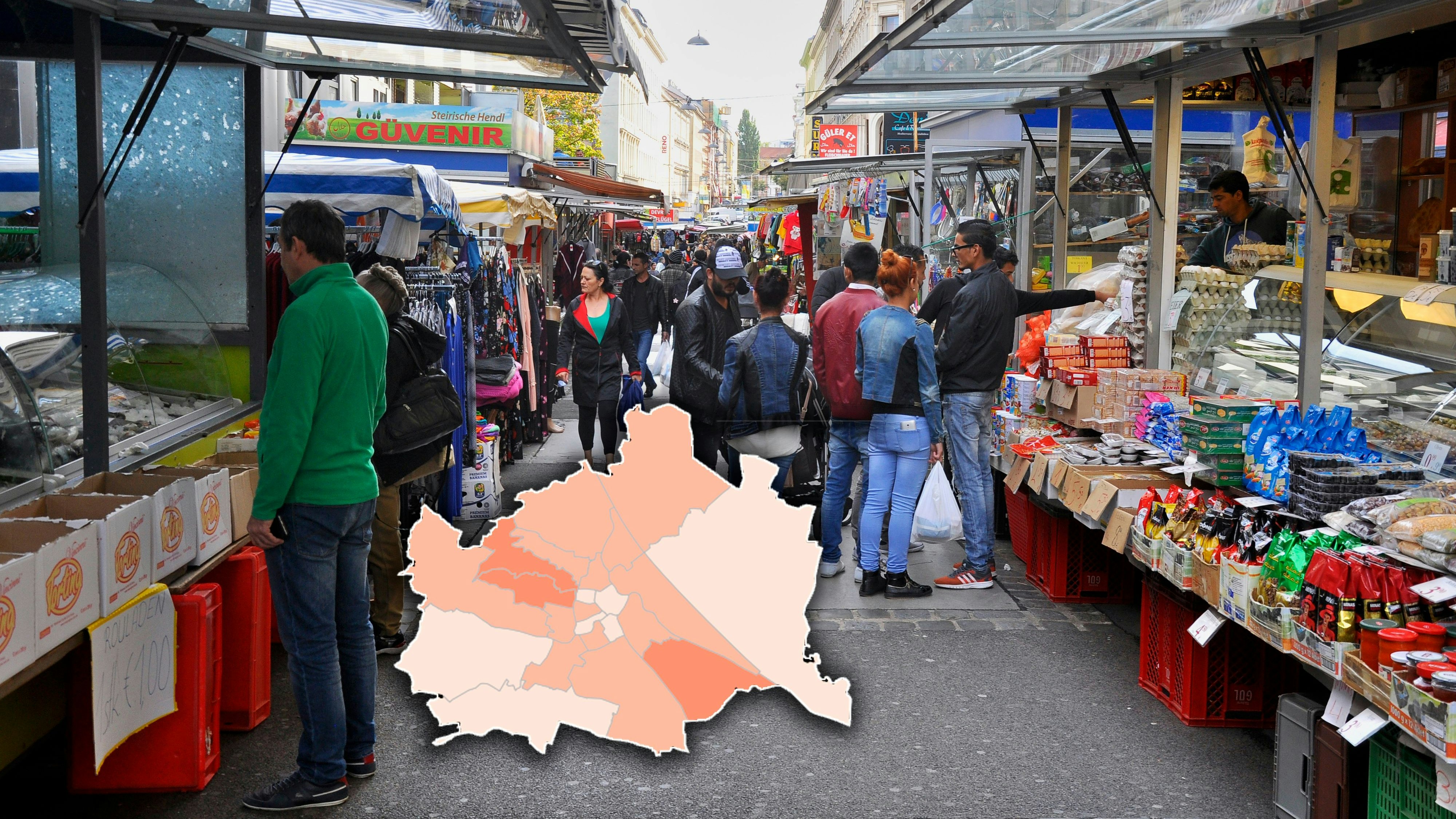 Die neue Geheheim-Karte für Wien zeigt, wo die Corona-Fälle zuletzt wieder anstiegen.