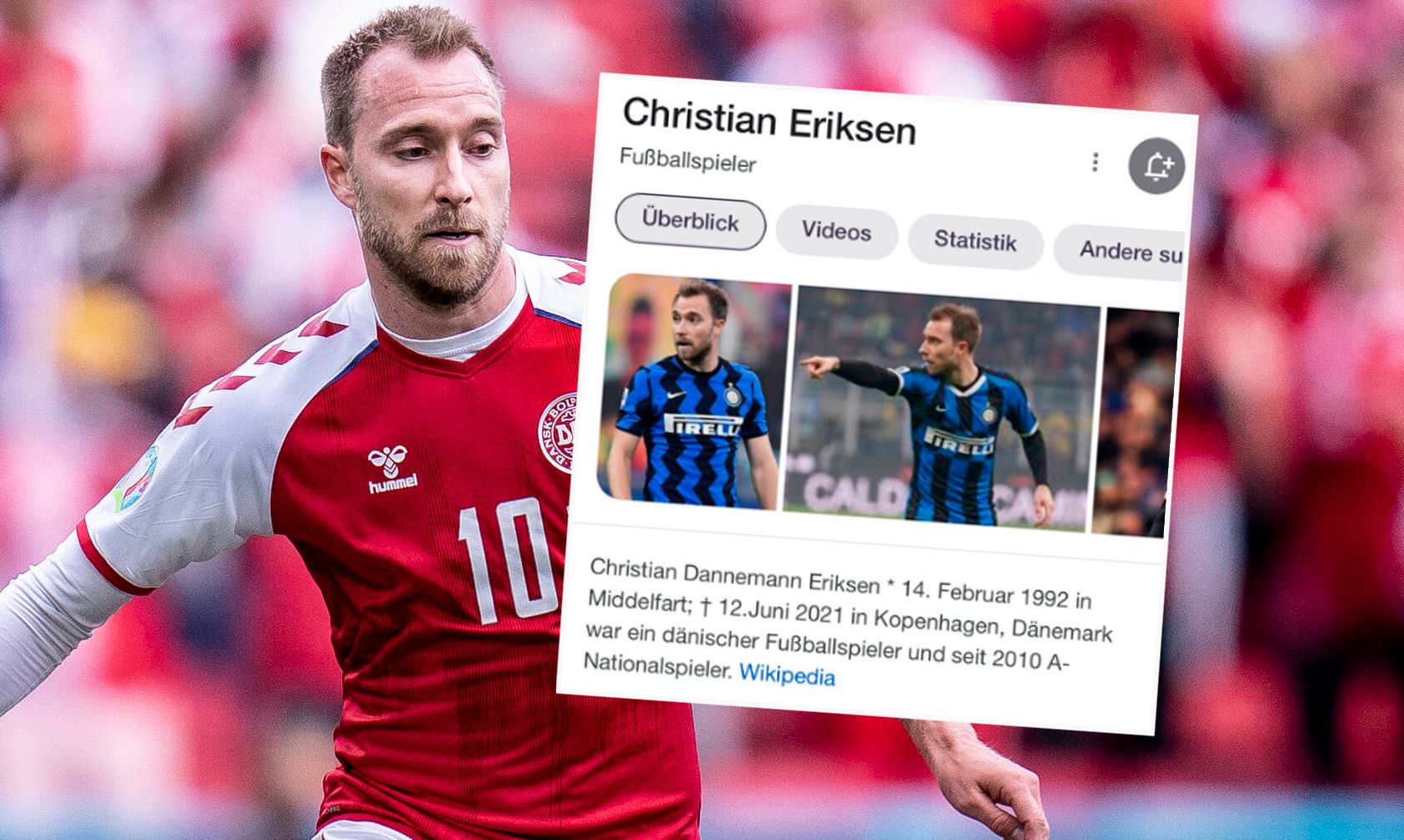 Christian Eriksen wurde auf Wikipedia für tot erklärt