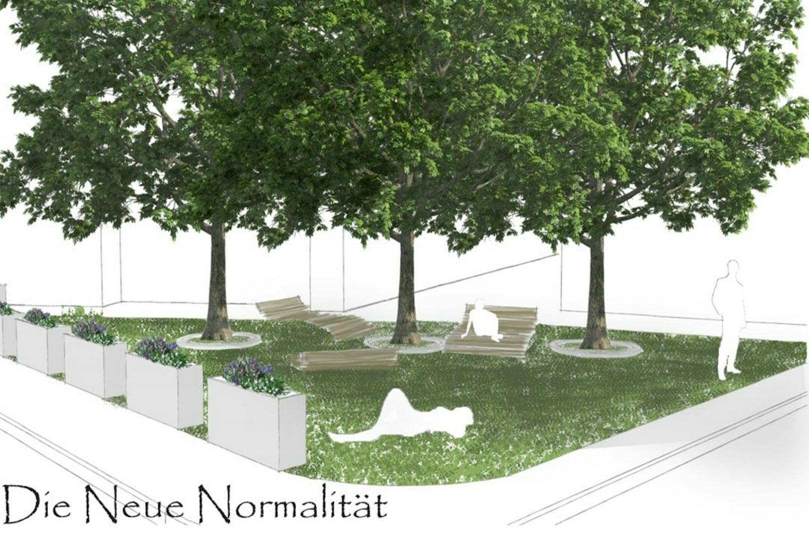 Neuer Rasen und Liegeflächen soll im dichtverbauten Margareten eine "neue Normalität" schaffen.