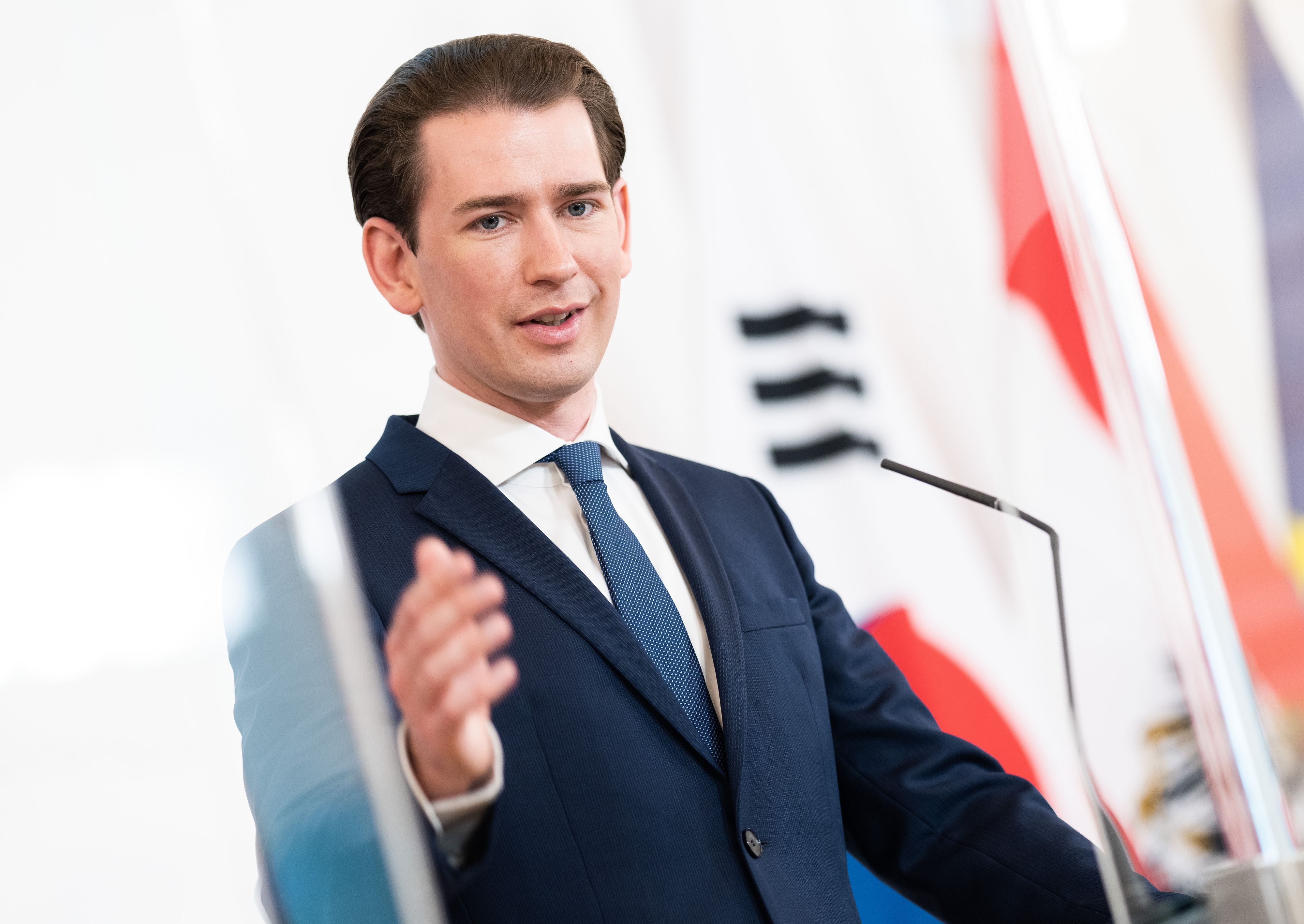 Bundeskanzler Sebastian Kurz (ÖVP) am Montag, 14. Juni 2021, während einer PK nach einem Arbeitsgespräch im Bundeskanzleramt in Wien.