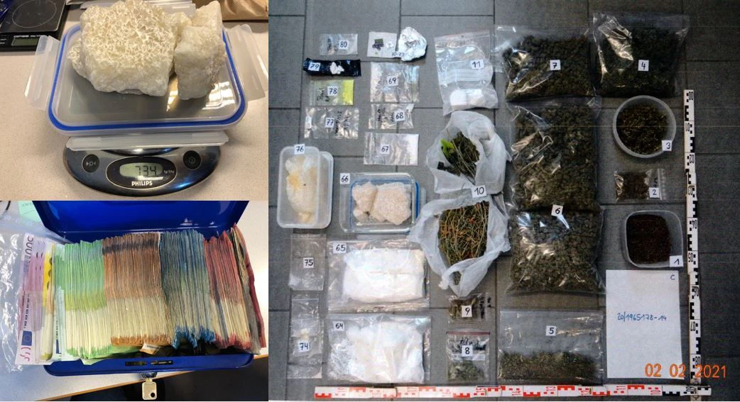 Die sichergestellten Drogen und Bargeld