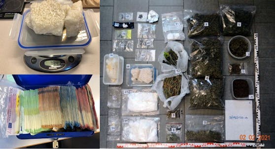 Die sichergestellten Drogen und Bargeld