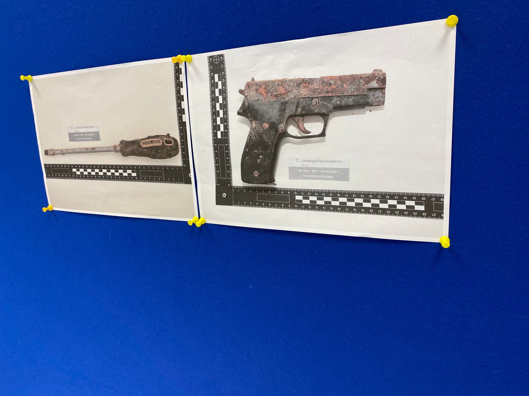 Die sichergestellten Tatwaffen.