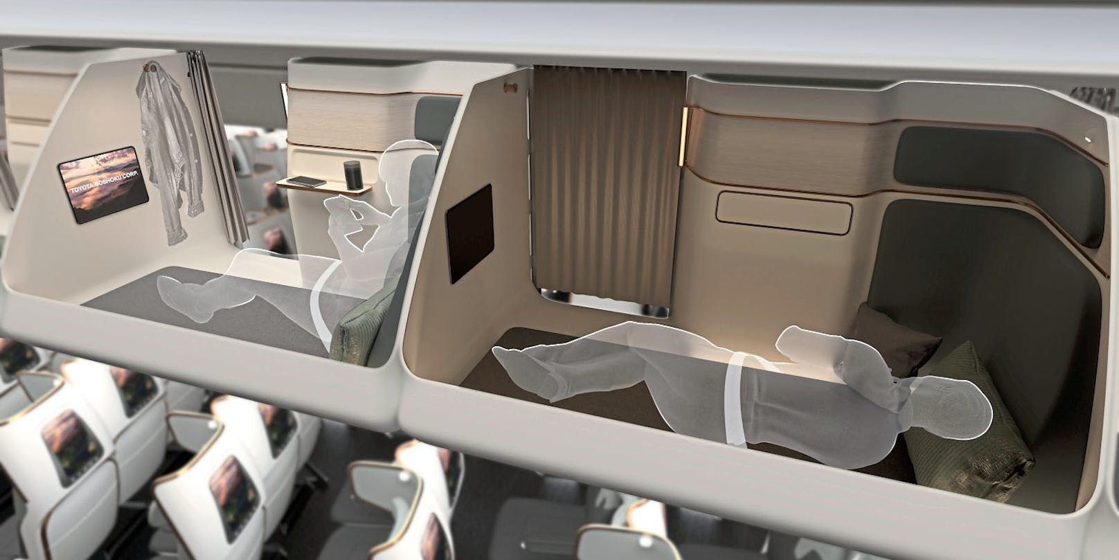 So sollen die Schlafkapseln in den Flugzeugen der Zukunft aussehen.