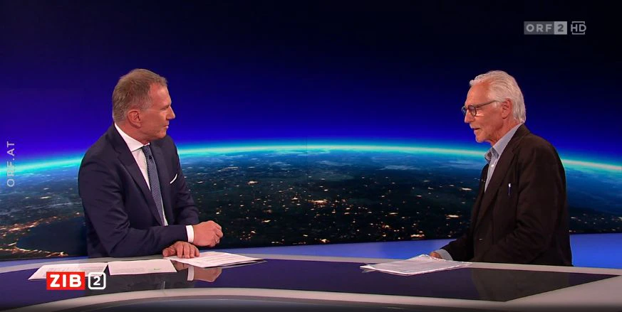 Walter Geyer ist seit Monaten der erste Gast, der direkt im ZiB2-Studio Platz nehmen durfte.