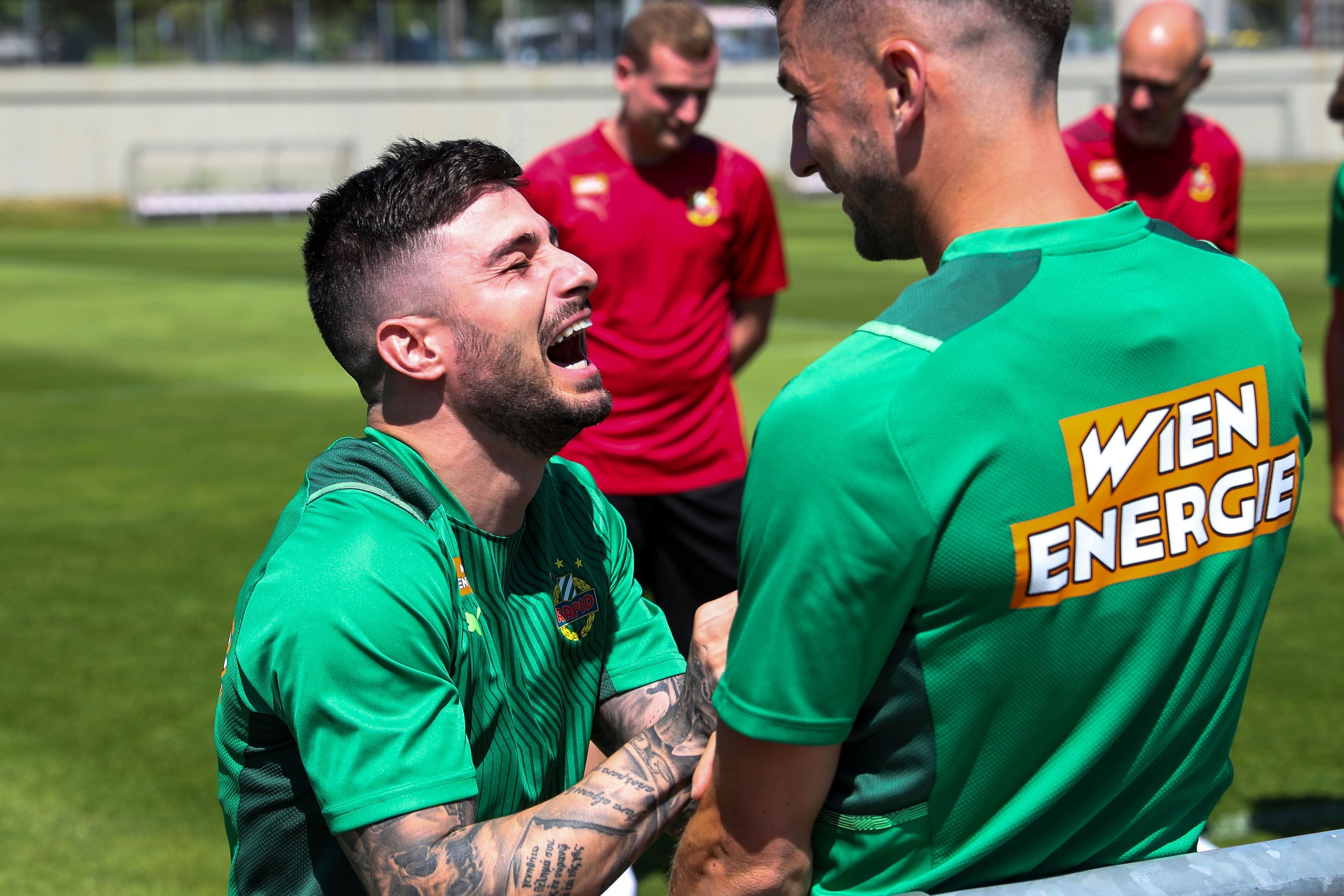 Die Stimmung bei Rapid passt auch nach der Auslosung.