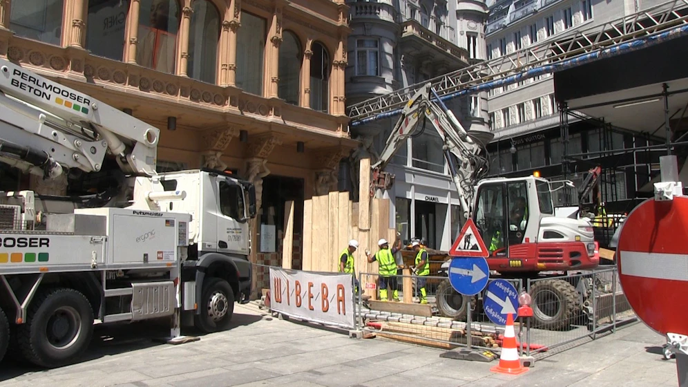 Vor dem Meinl-Gebäude wurden römische Überreste entdeckt.