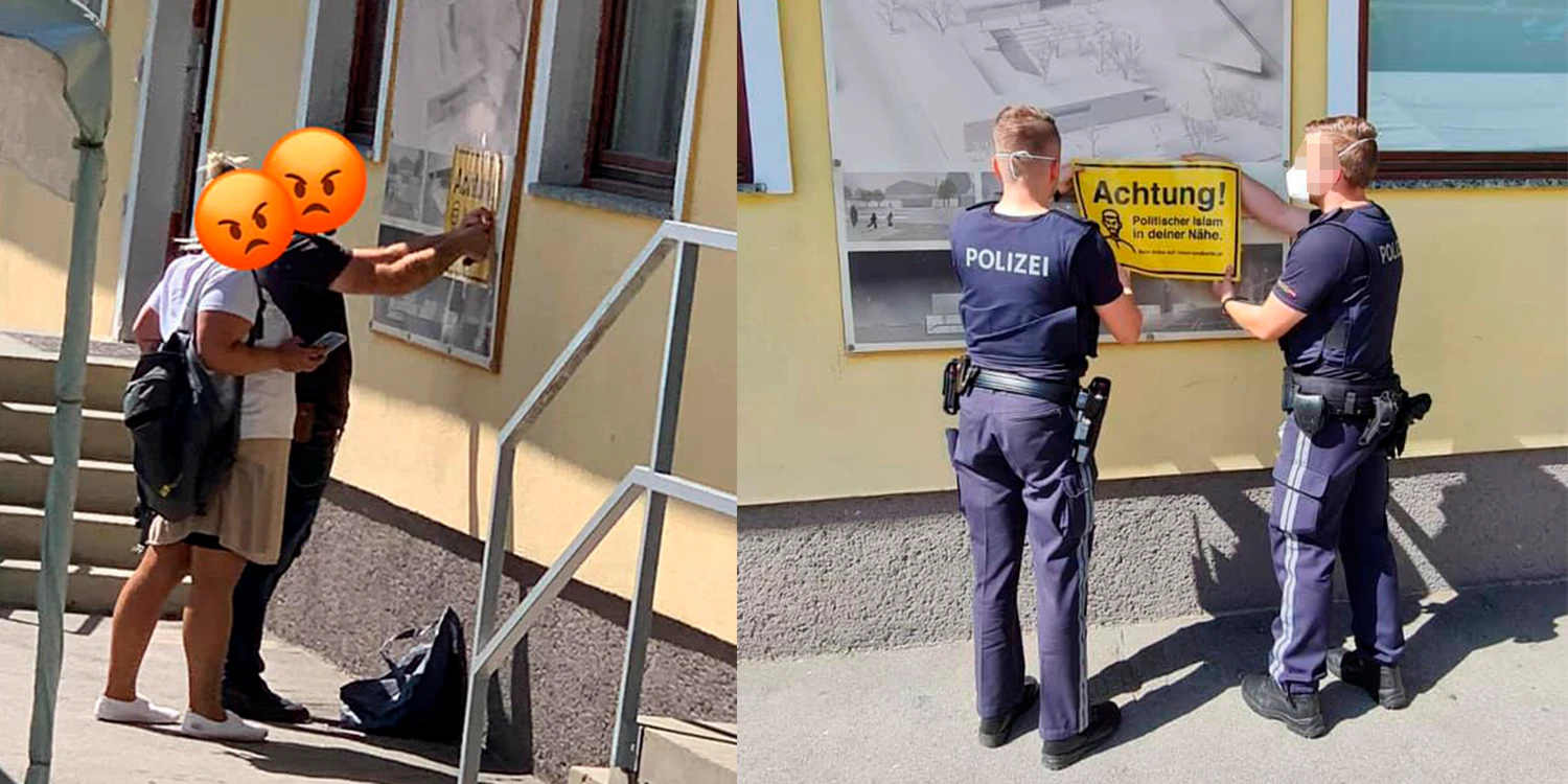 Die Täter wurden bei der Tat beobachtet, die Polizei entfernte das Schild