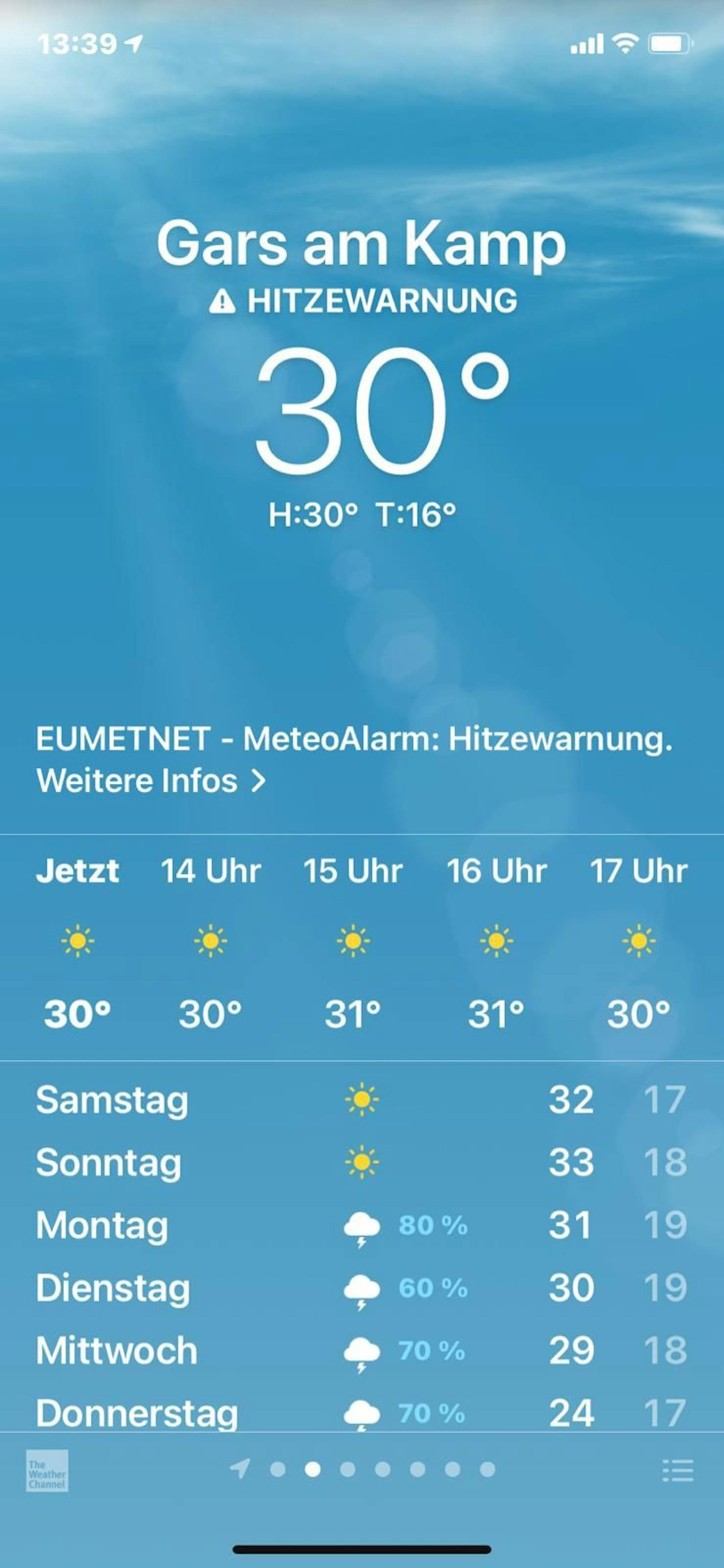 Neuerdings werden Hitzewarnungen in den Wetter-Apps der iOs-Handys ...