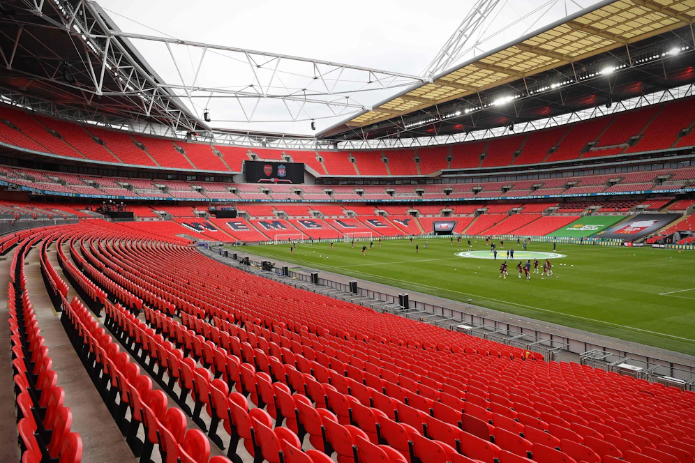Das Wembley Stadium in London, in England dürfen 22.500 Fans in den Fußballtempel.