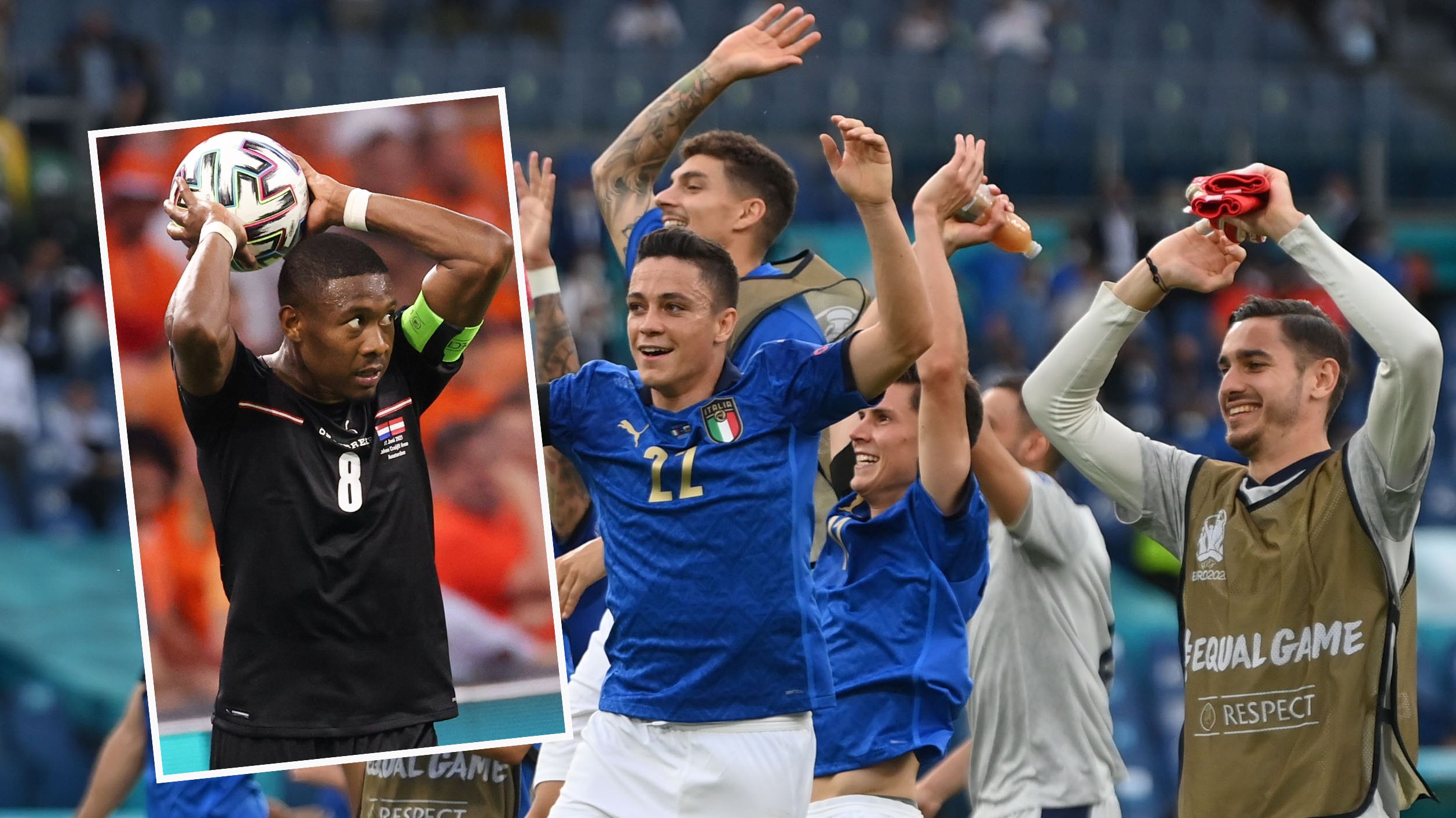 Österreich (l. Alaba) winkt ein Achtelfinal-Duell mit Italien