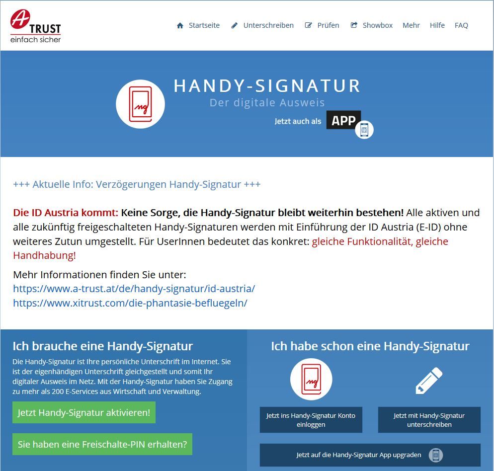 Die Handy-Signatur ist Voraussetzung für die Nutzung des "Grünen Passes".