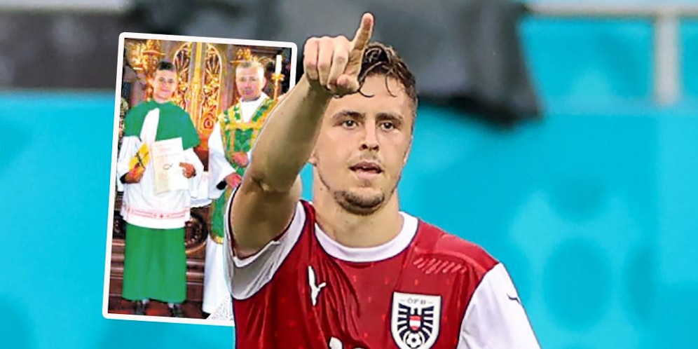 Christoph Baumgartner beim Torjubel. Als Kind war er Ministrant.