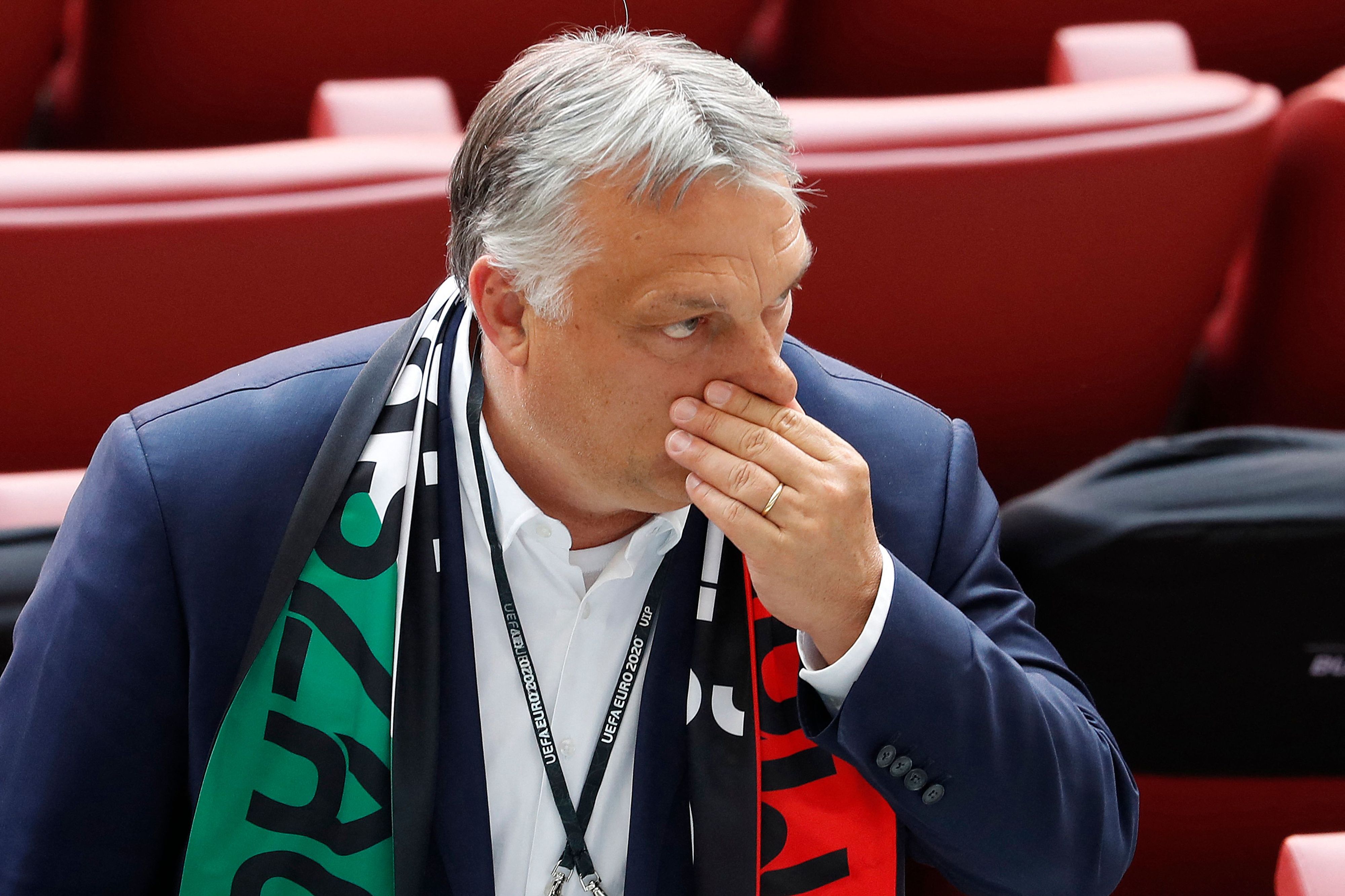 Download von www.picturedesk.com am 23.06.2021 (14:34).  Hungarian Prime Minister Viktor Orban attends the UEFA EURO 2020 Group F football match between Hungary and Portugal at the Puskas Arena in Budapest on June 15, 2021. (Photo by Laszlo Balogh / various sources / AFP) - 20210615_PD7138 - Rechteinfo: Rights Managed (RM) Nur für redaktionelle Nutzung! Werbliche Nutzung erfordert Freigabe: bitte schicken Sie uns eine Anfrage.